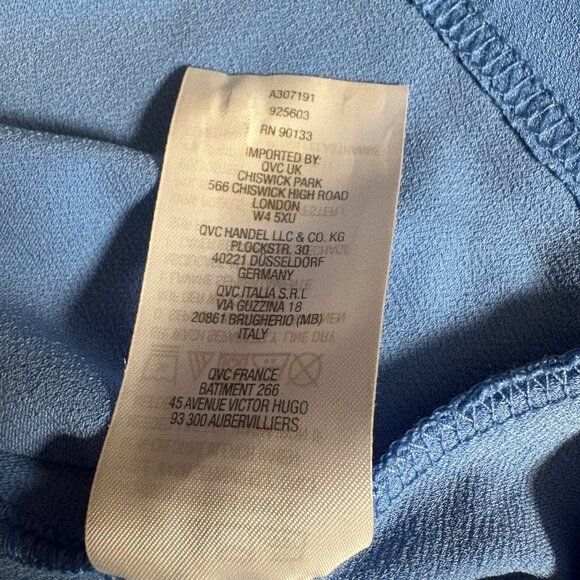 Linea By Louis Dell'Olio Tunic Womens Size Medium Blue V-Neck Peplum Stretch Top - Picture 7 of 9